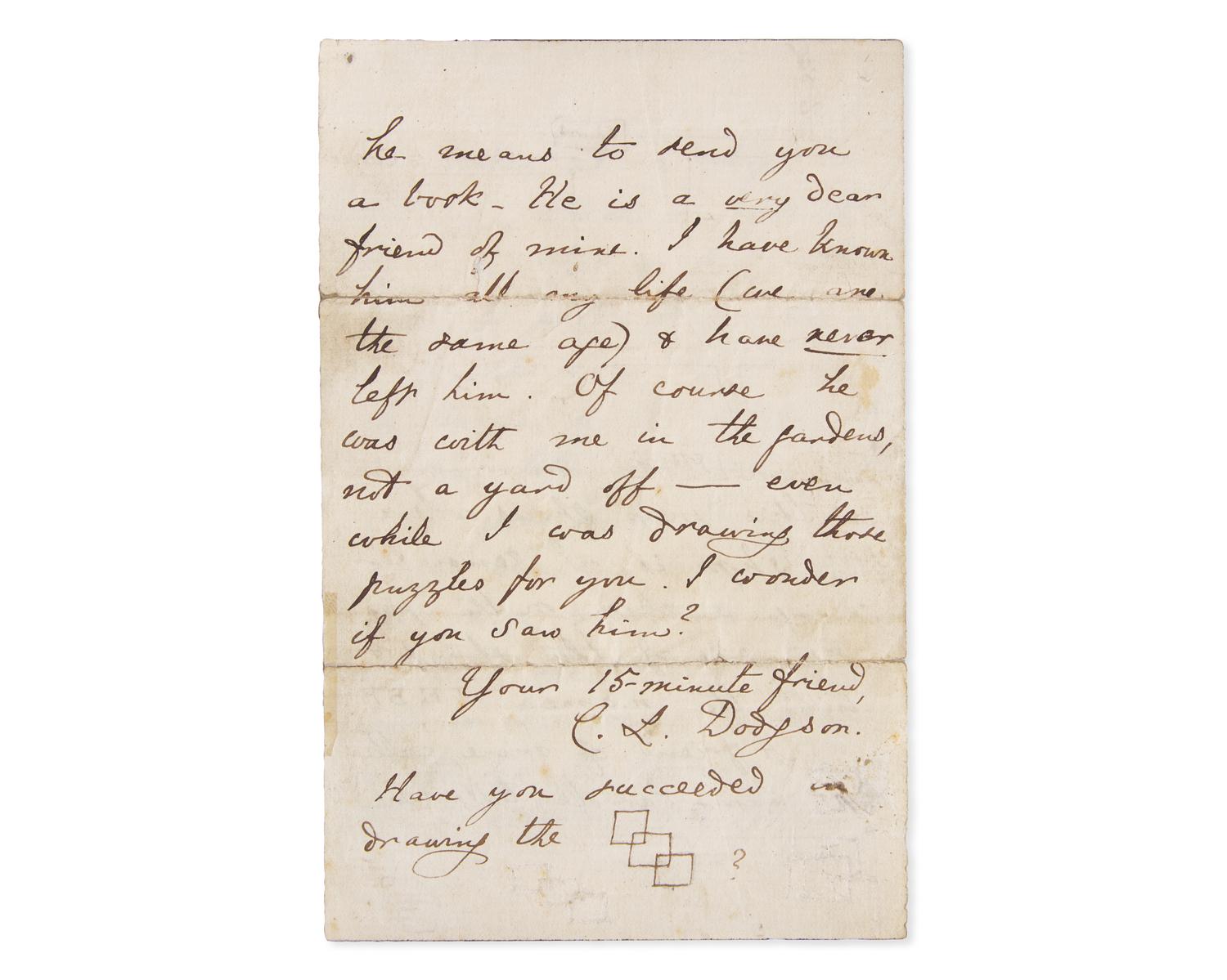 Carroll, Lewis (Charles Lutwidge Dodgson). Autograph Letter, signed