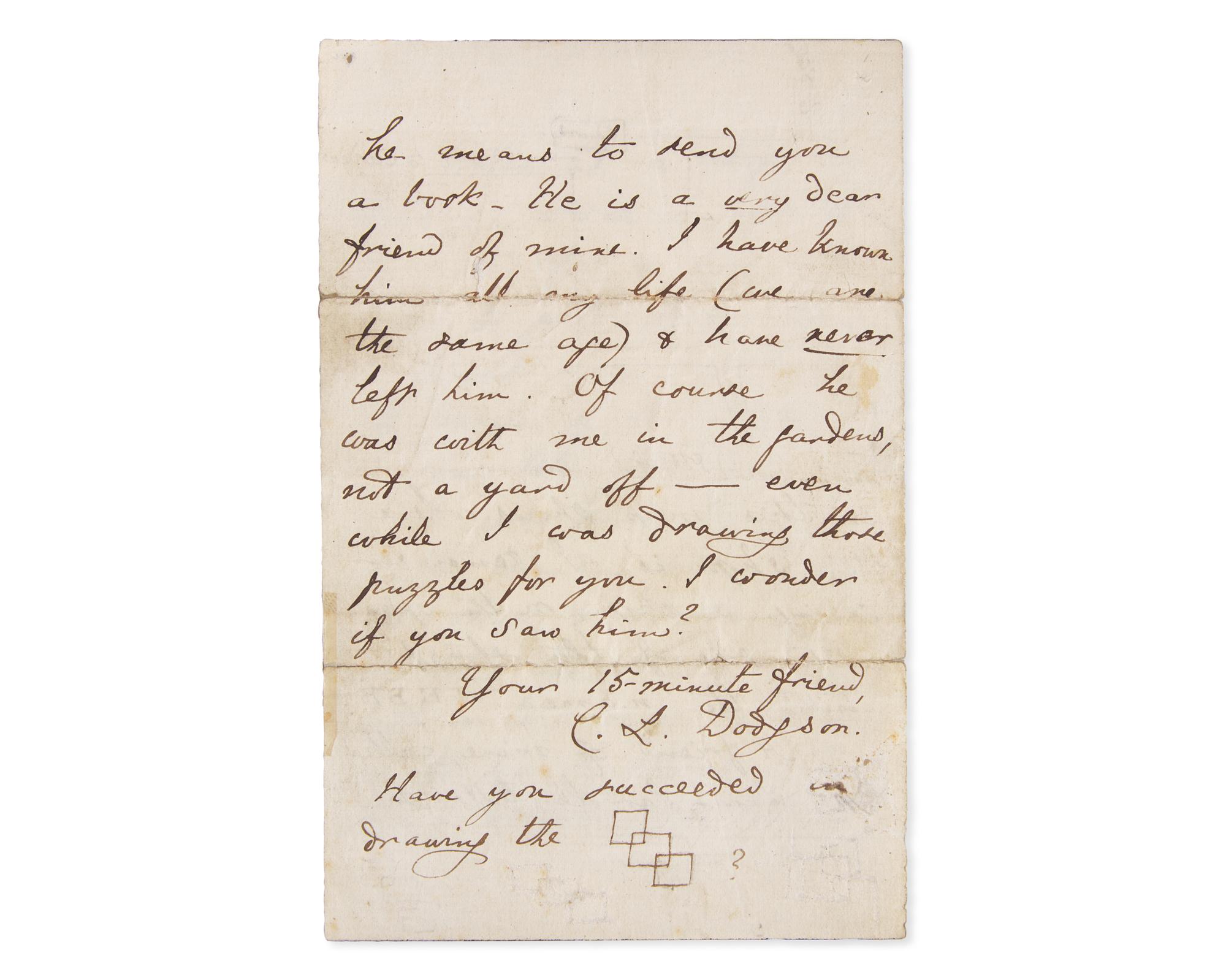 Carroll, Lewis (Charles Lutwidge Dodgson). Autograph Letter, signed