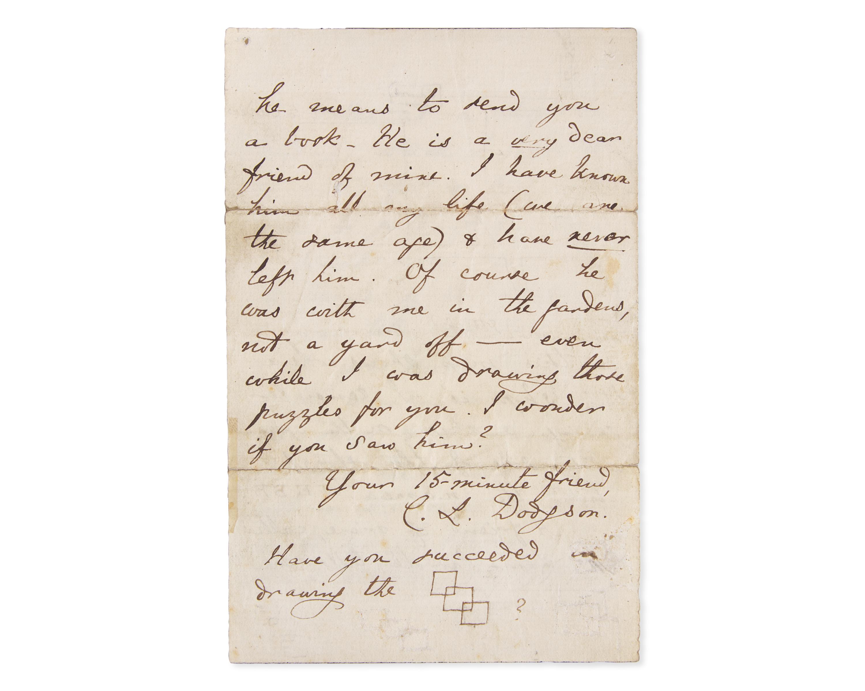 Carroll, Lewis (Charles Lutwidge Dodgson). Autograph Letter, signed