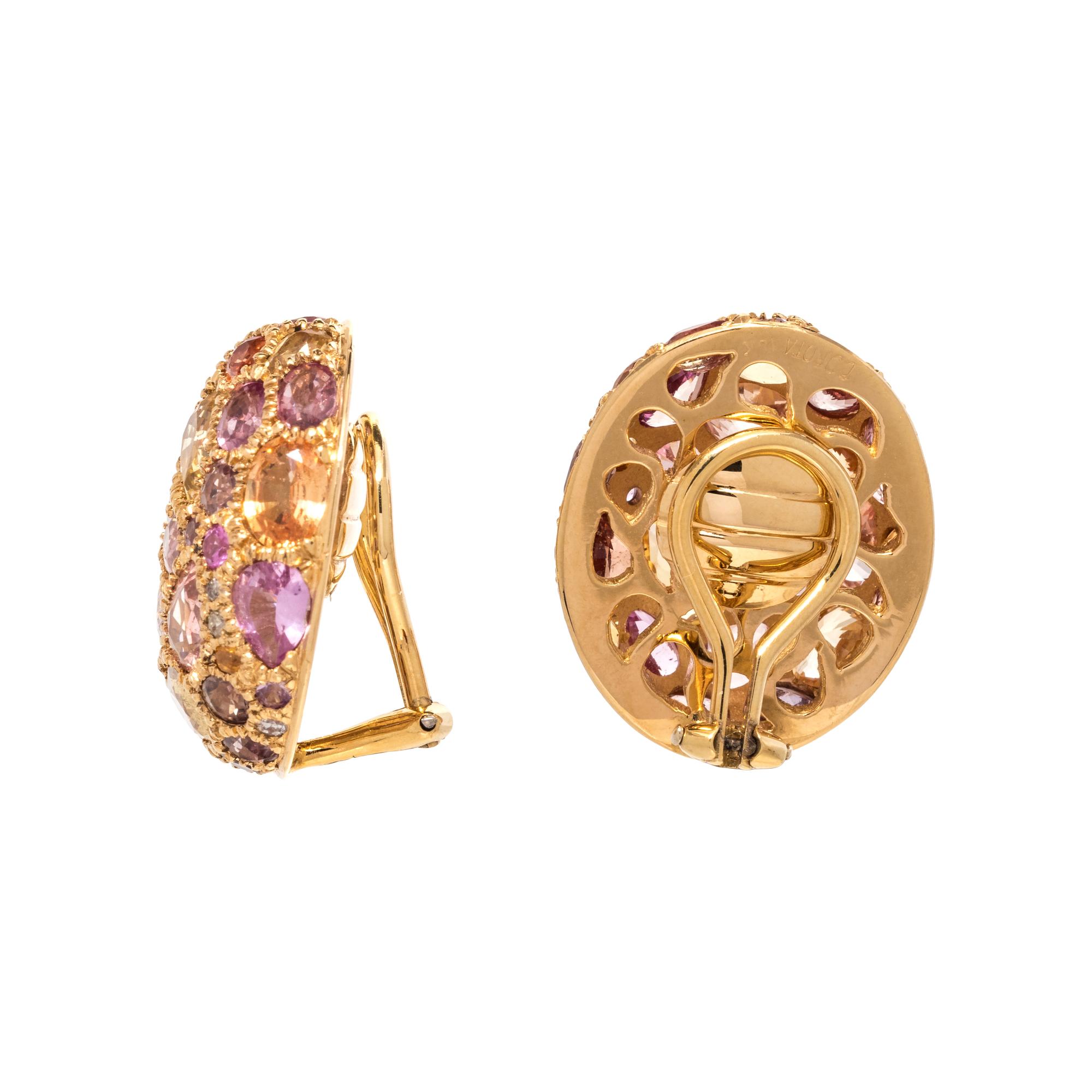DOROTA, MULTICOLOR SAPPHIRE AND DIAMOND 'PEBBLE' EARCLIPS