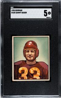 A Group of 1950 and 1951 Bowman Sammy Baugh Football Cards No. 100 (SGC 5 EX)