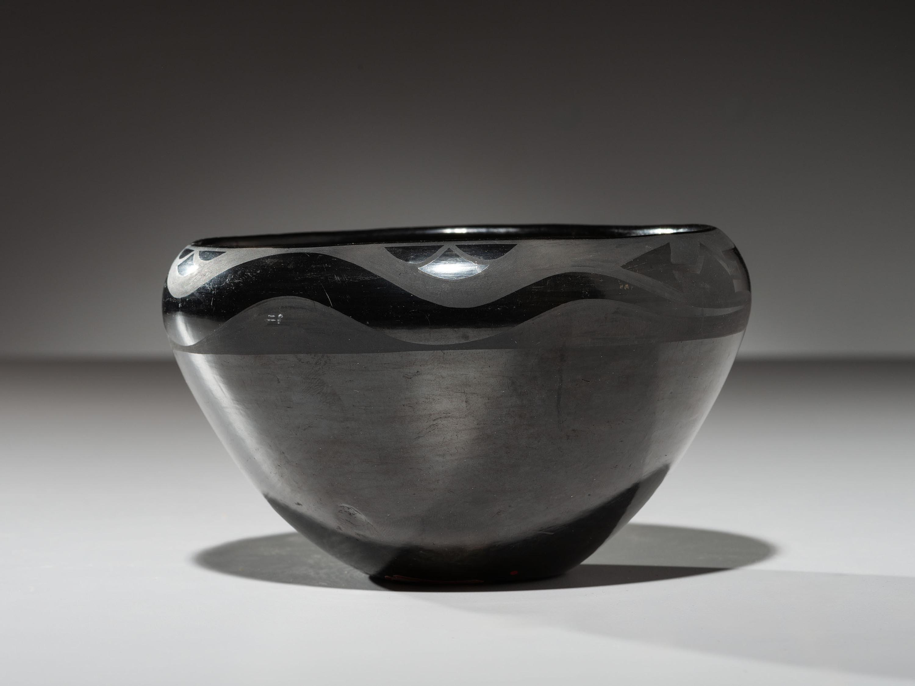 Blackware Pottery Bowl, with Avanyu 1923-1925