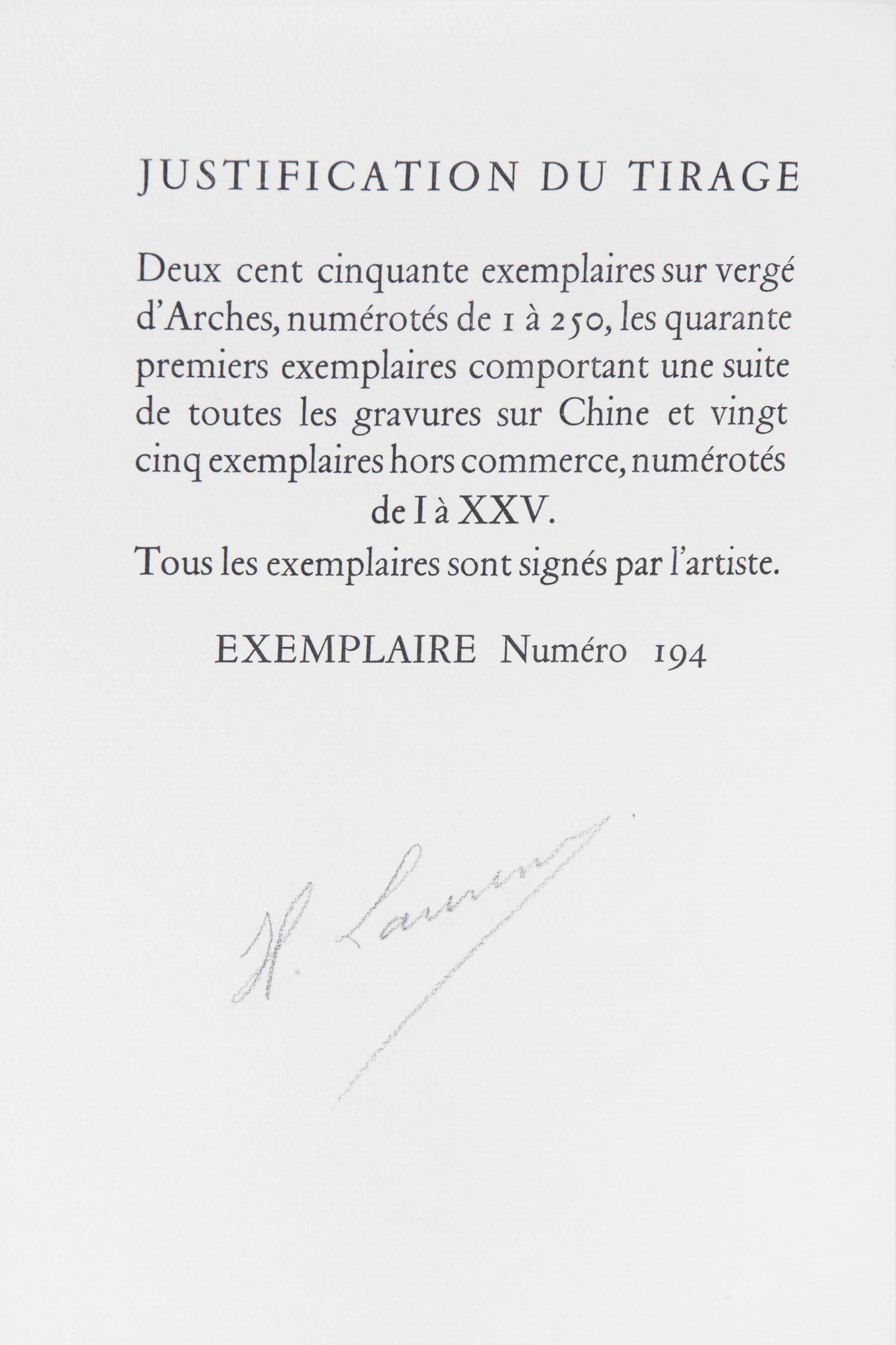 (LAURENS, HENRI) LUCIEN DE SAMOSATE [LUCIAN]. Dialogues. Paris, [1951]. Limited. Bound by Robert Bonfils. Signed.