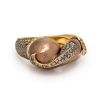 Yvel, Baroque Cultured Pearl and Colored Diamond Ring
