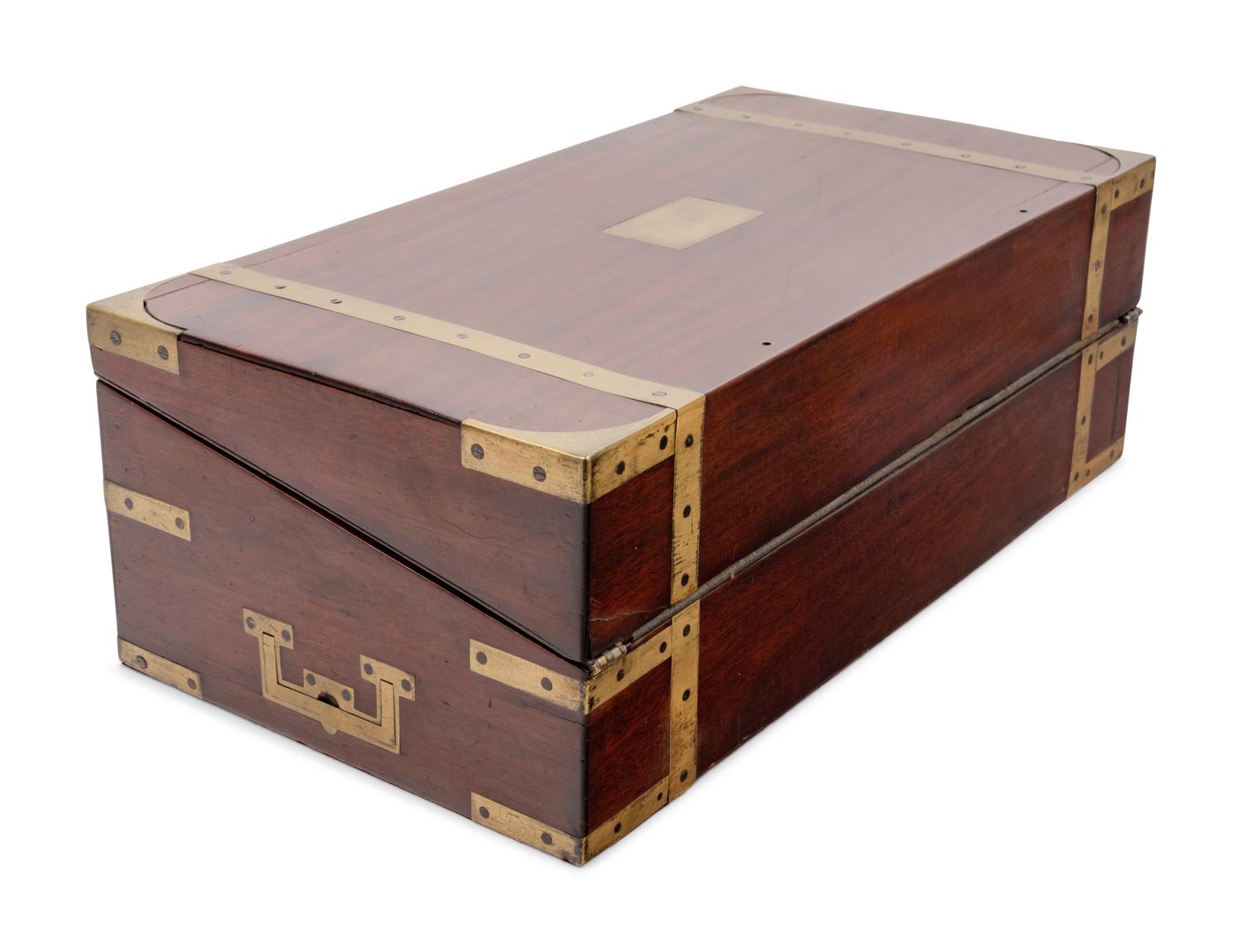 A Regency Brass-Inlaid Mahogany Writing and Reading Slope