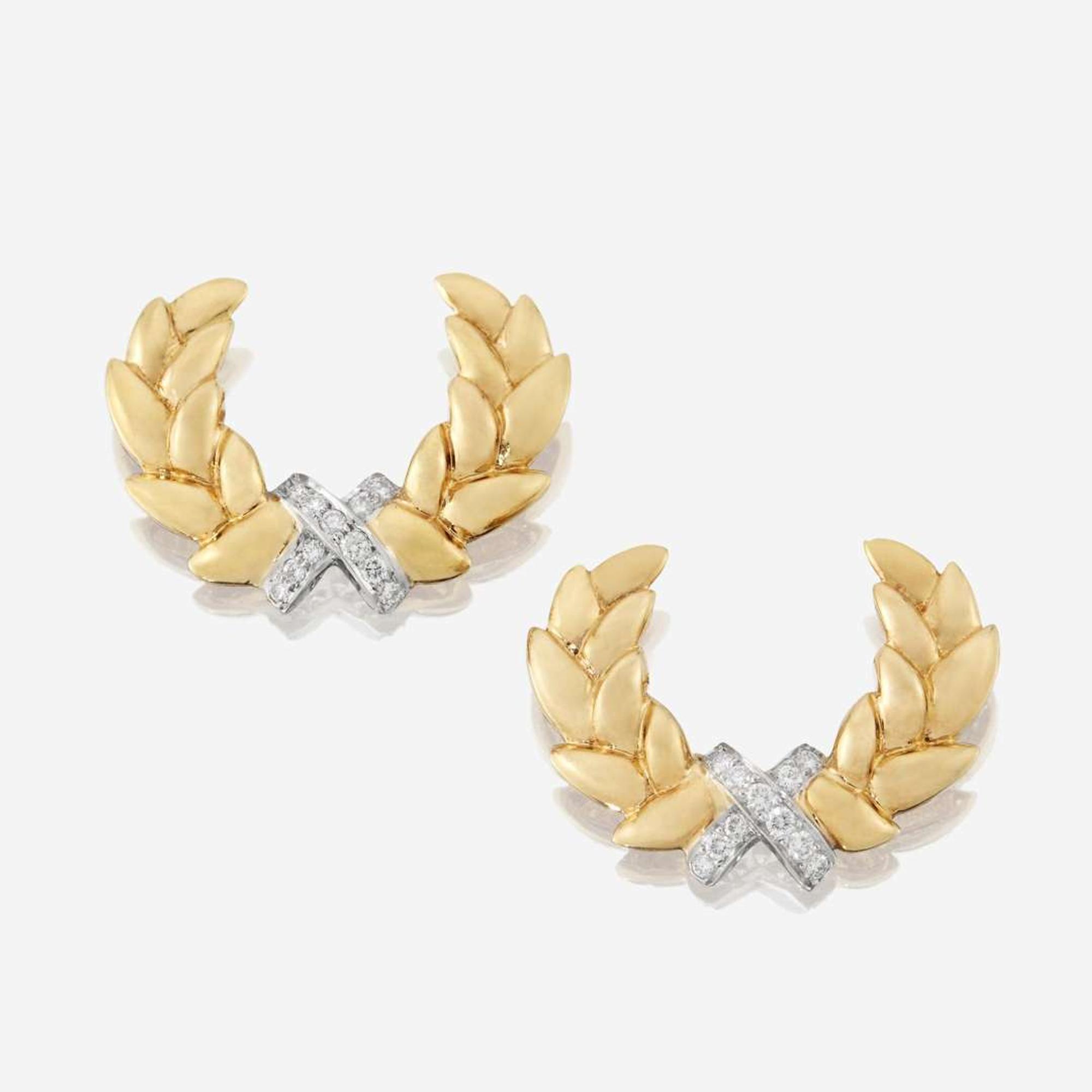 A Set of Matching Tiffany & Co. Gold and Diamond Brooches