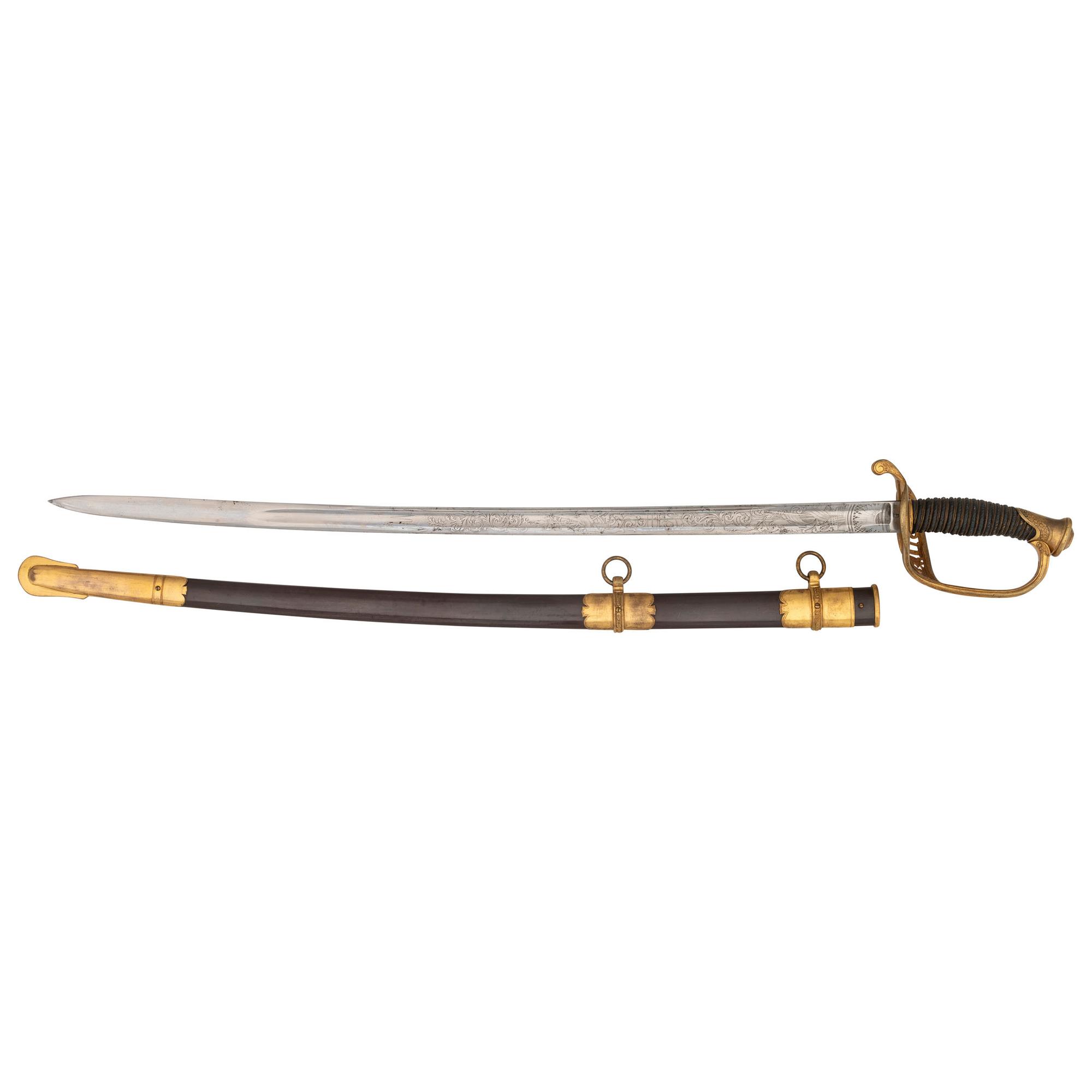 Published Horstman Model 1850 Staff & Field Officers Topographical Engineers Sword Inscribed to Lt. O.G. Wagner - Died of Wounds at Yorktown