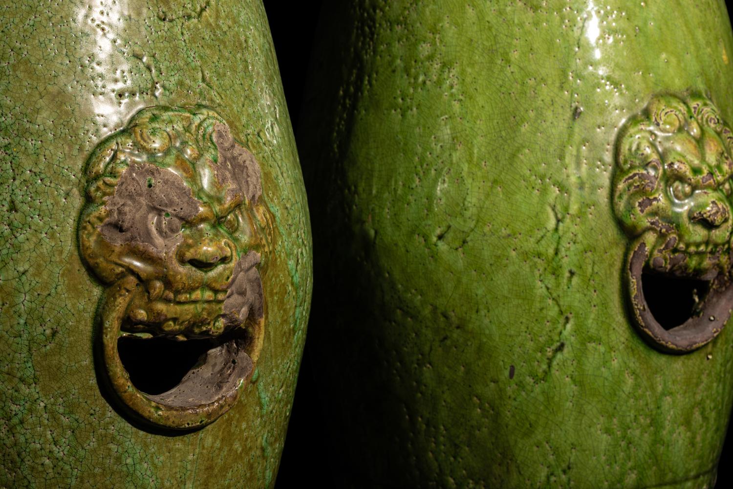 A Pair of Chinese Green Glazed Pottery Garden Stools