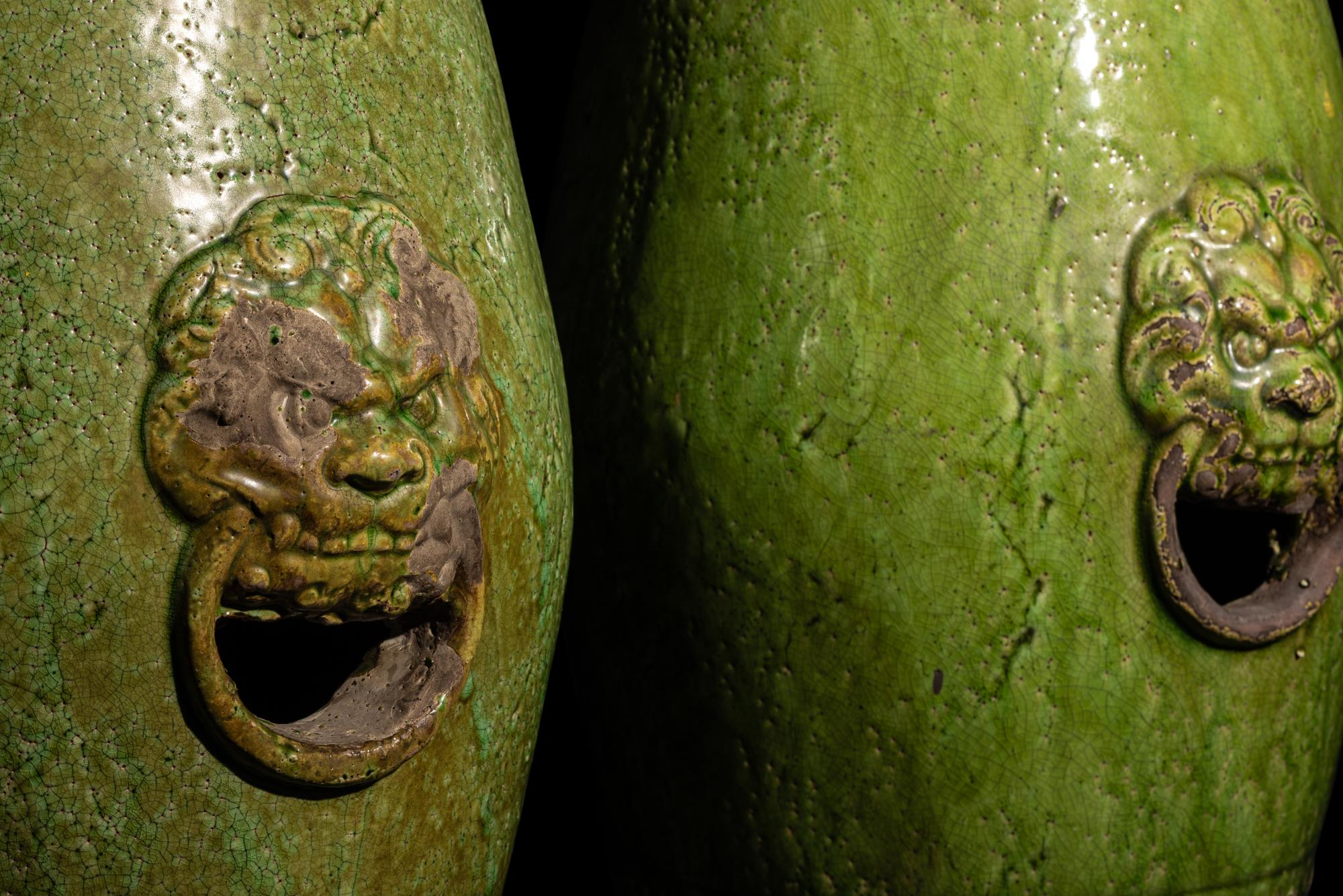 A Pair of Chinese Green Glazed Pottery Garden Stools
