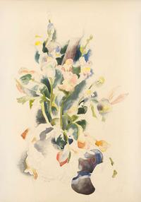 Charles Demuth (American, 1883-1935) - Floral Still Life (Irises and Sweet Peas)