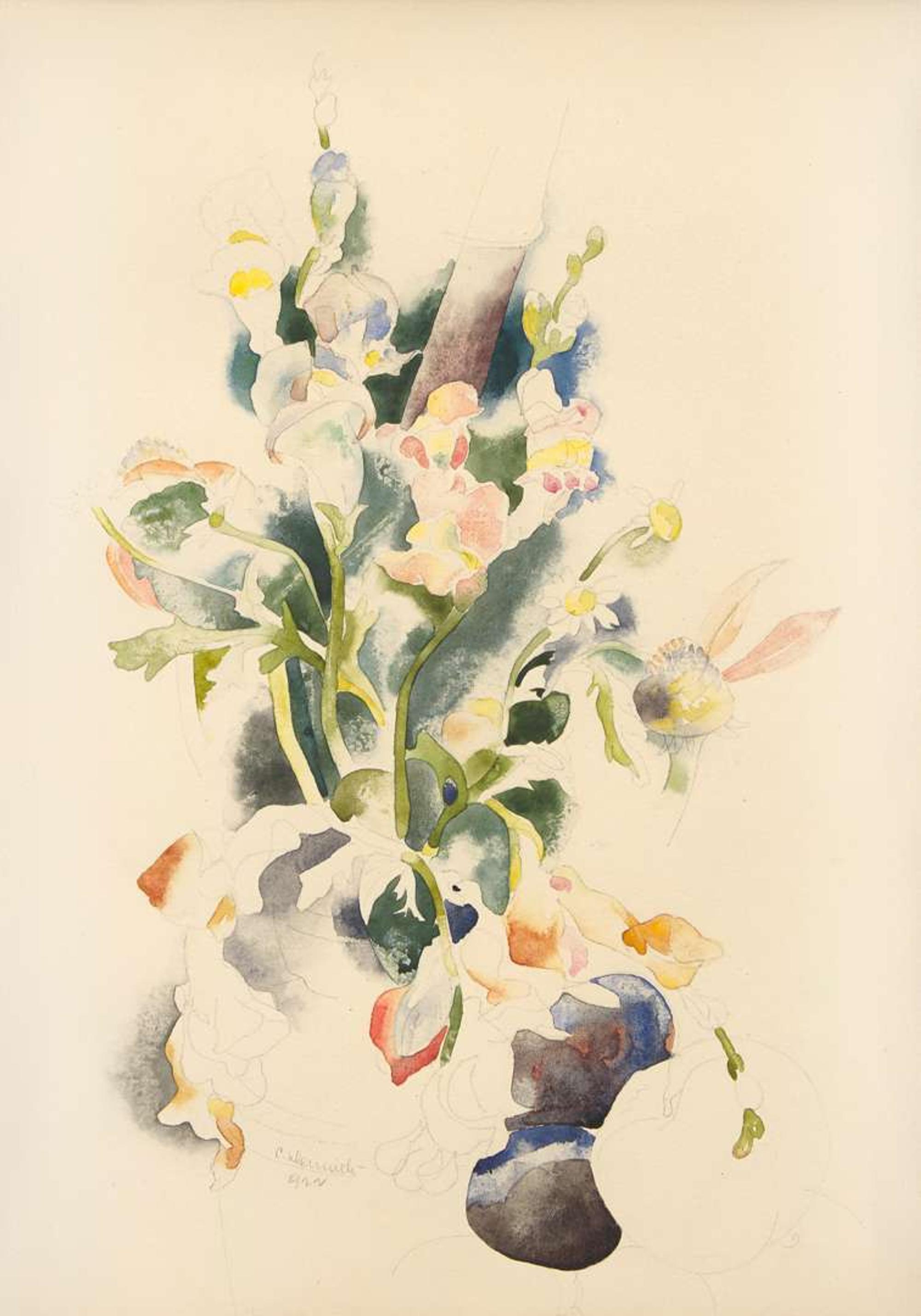 Charles Demuth (American, 1883-1935) - Floral Still Life (Irises and Sweet Peas)