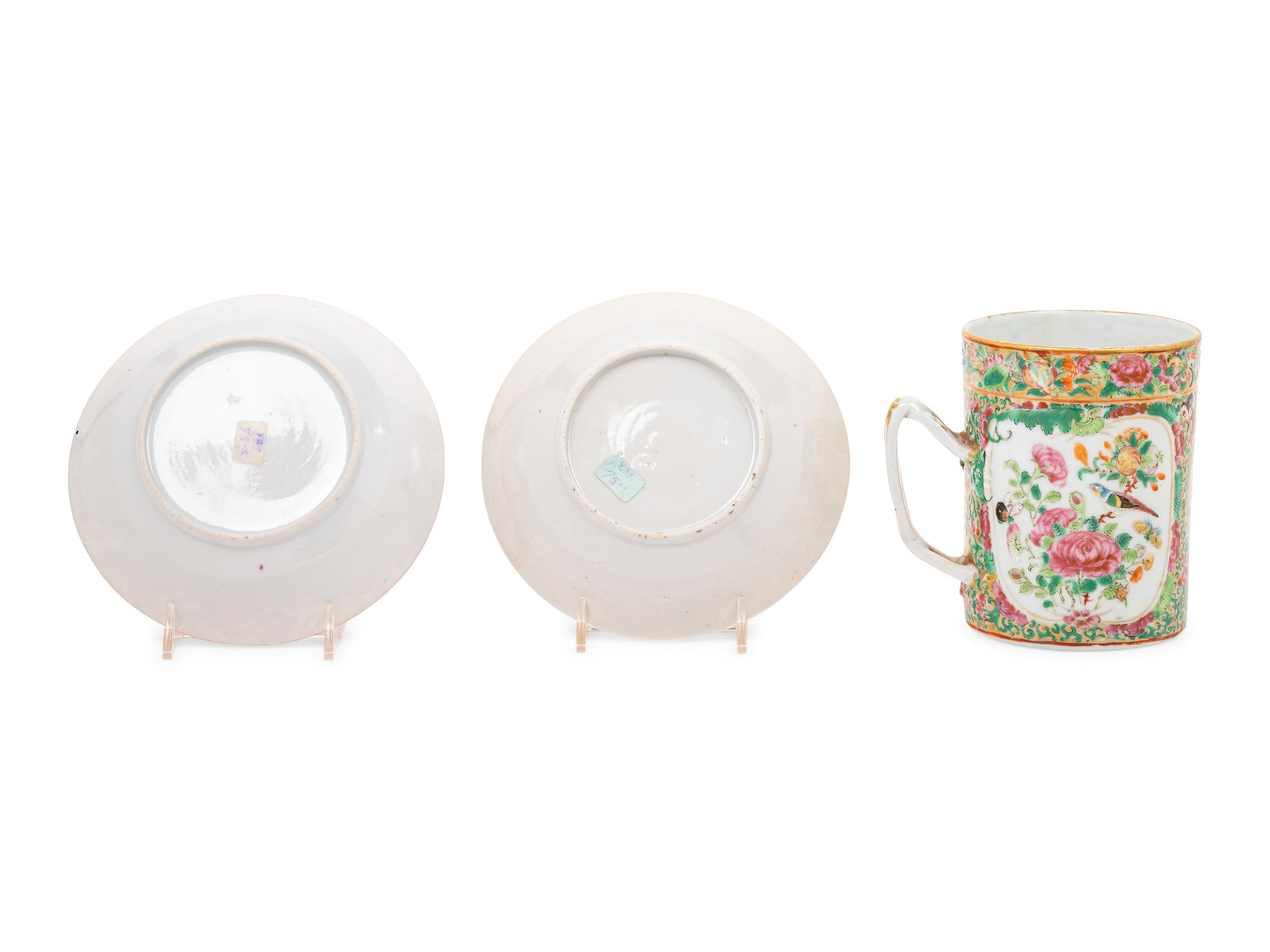 Three Chinese Rose Medallion Porcelain Articles