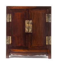 A Chinese Zitan Kang Cabinet, Antougui Height 13 3/4 x width 11 5/8 x depth 6 3/4 inches. — 18TH/19TH CENTURY
