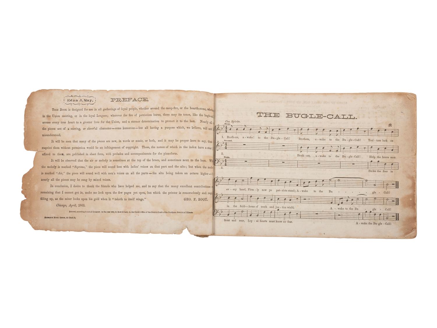 ROOT, George Frederick (1820-1895), editor. The Bugle-Call. Chicago: Root & Cady, [1863].