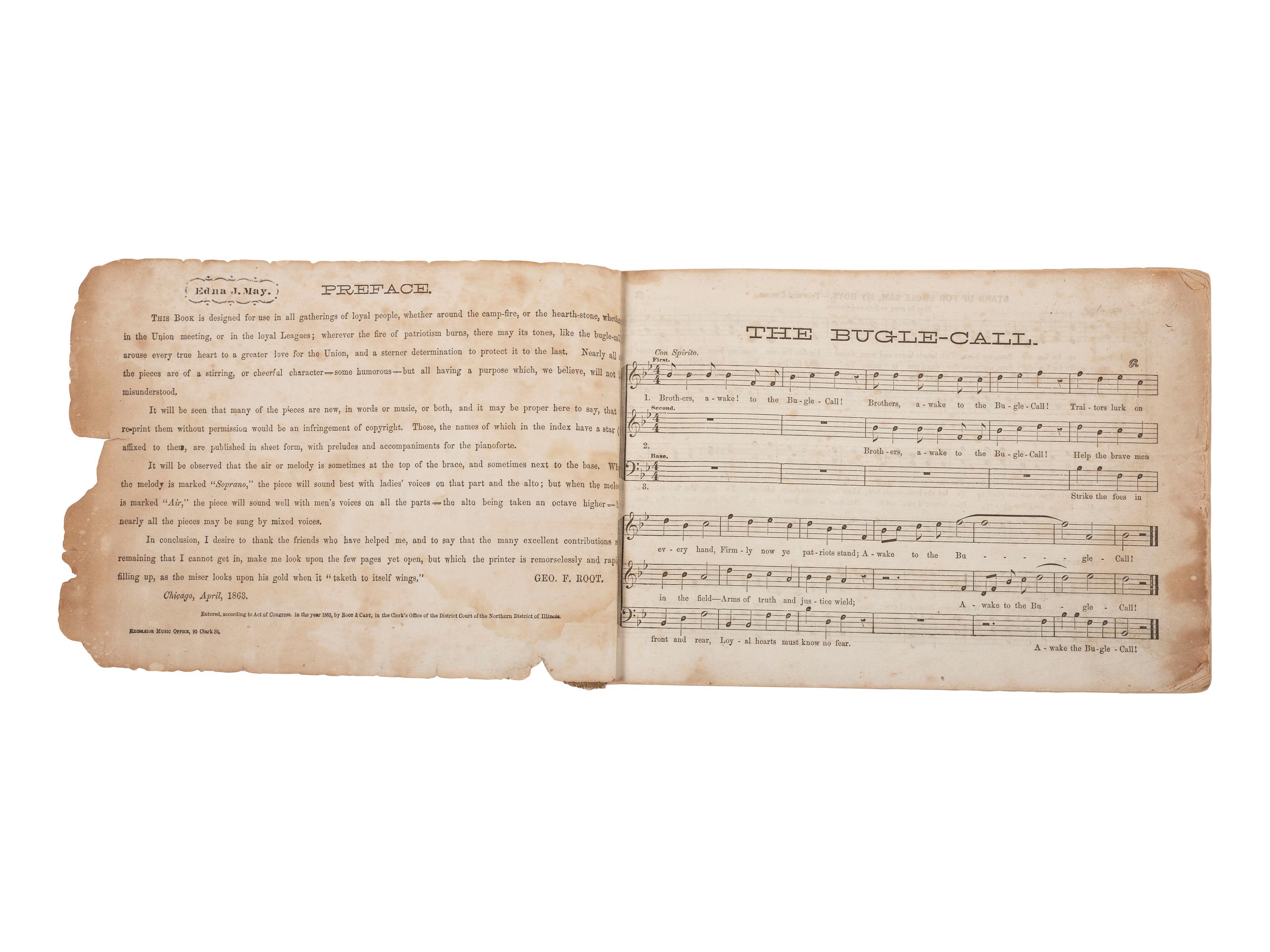 ROOT, George Frederick (1820-1895), editor. The Bugle-Call. Chicago: Root & Cady, [1863].