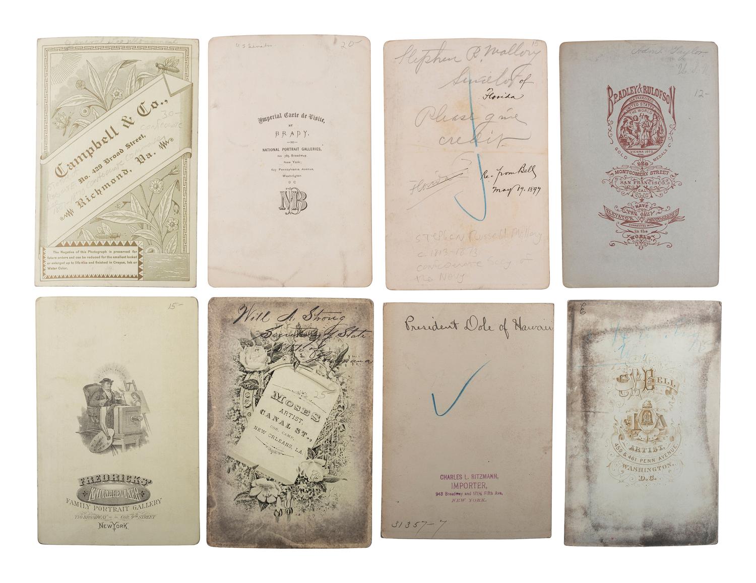A collection of 31 cabinet cards featuring 19th century military and political subjects, including: