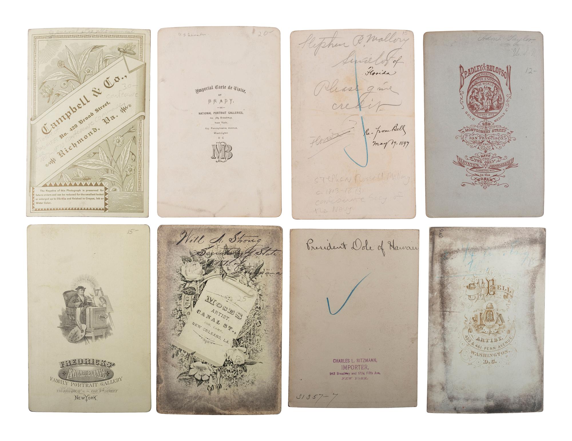 A collection of 31 cabinet cards featuring 19th century military and political subjects, including: