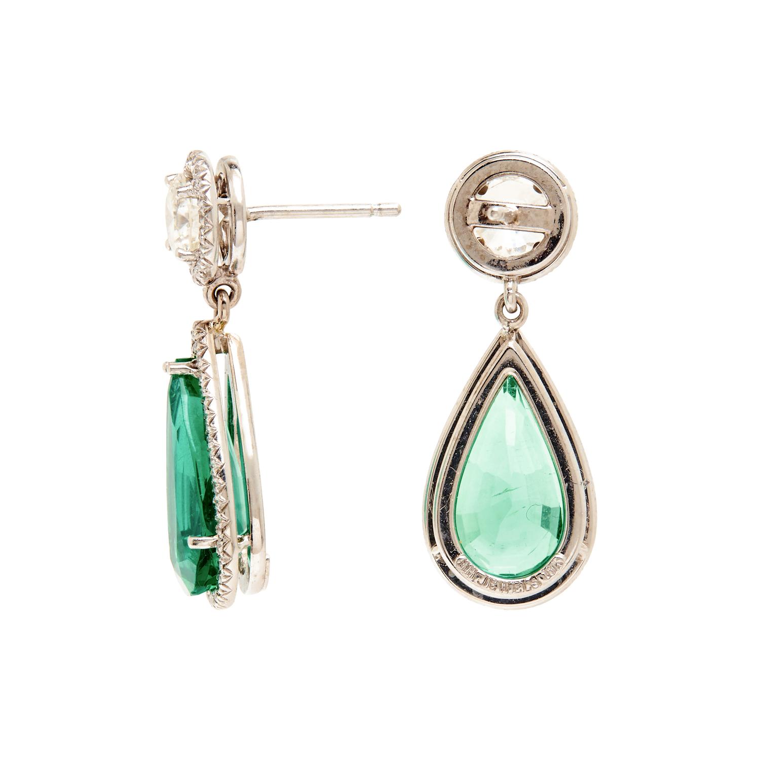 COLOMBIAN EMERALD AND DIAMOND EARRINGS