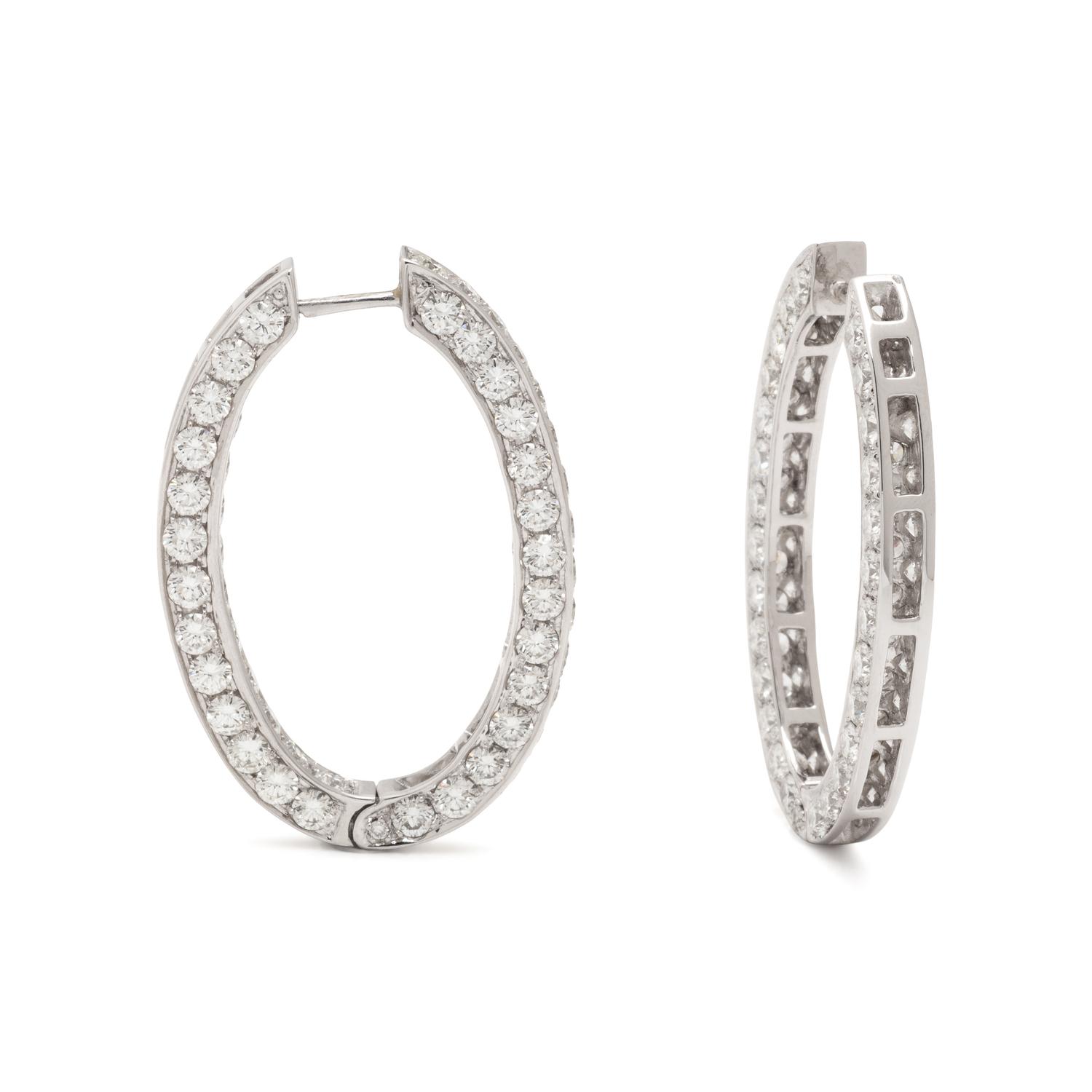 WHITE GOLD AND DIAMOND HOOP EARRINGS