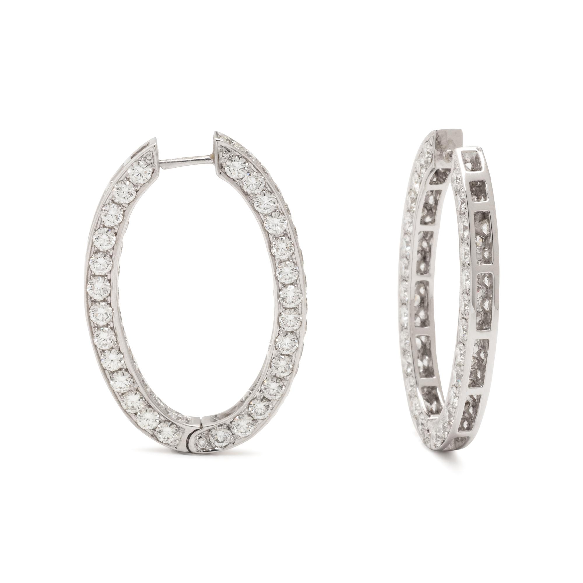 WHITE GOLD AND DIAMOND HOOP EARRINGS