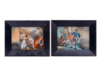 Two Continental Reverse Paintings on Glass