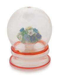 A Flower Bouquet Globe Form Blown Glass Paperweight