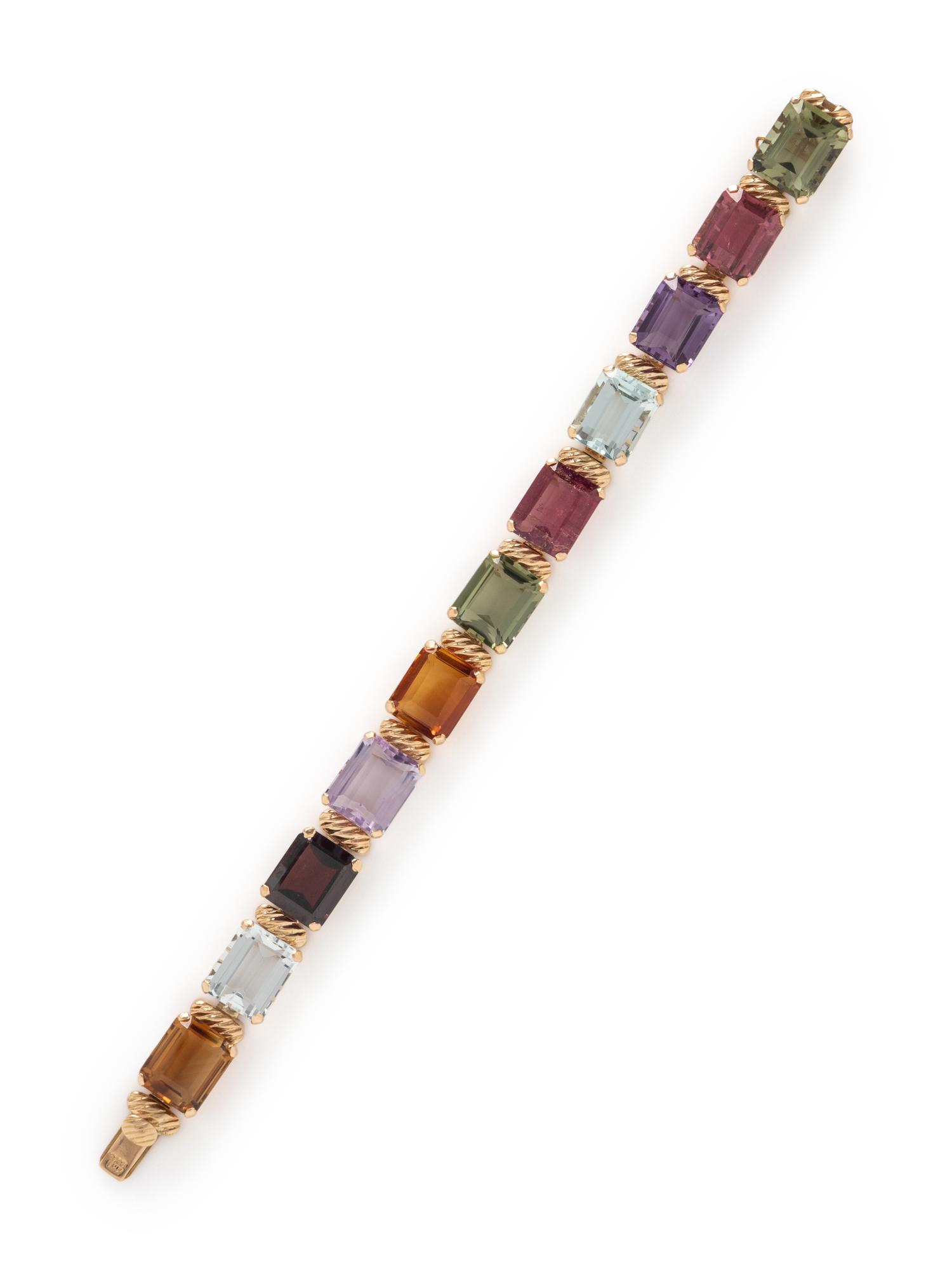 YELLOW GOLD AND MULTIGEM BRACELET