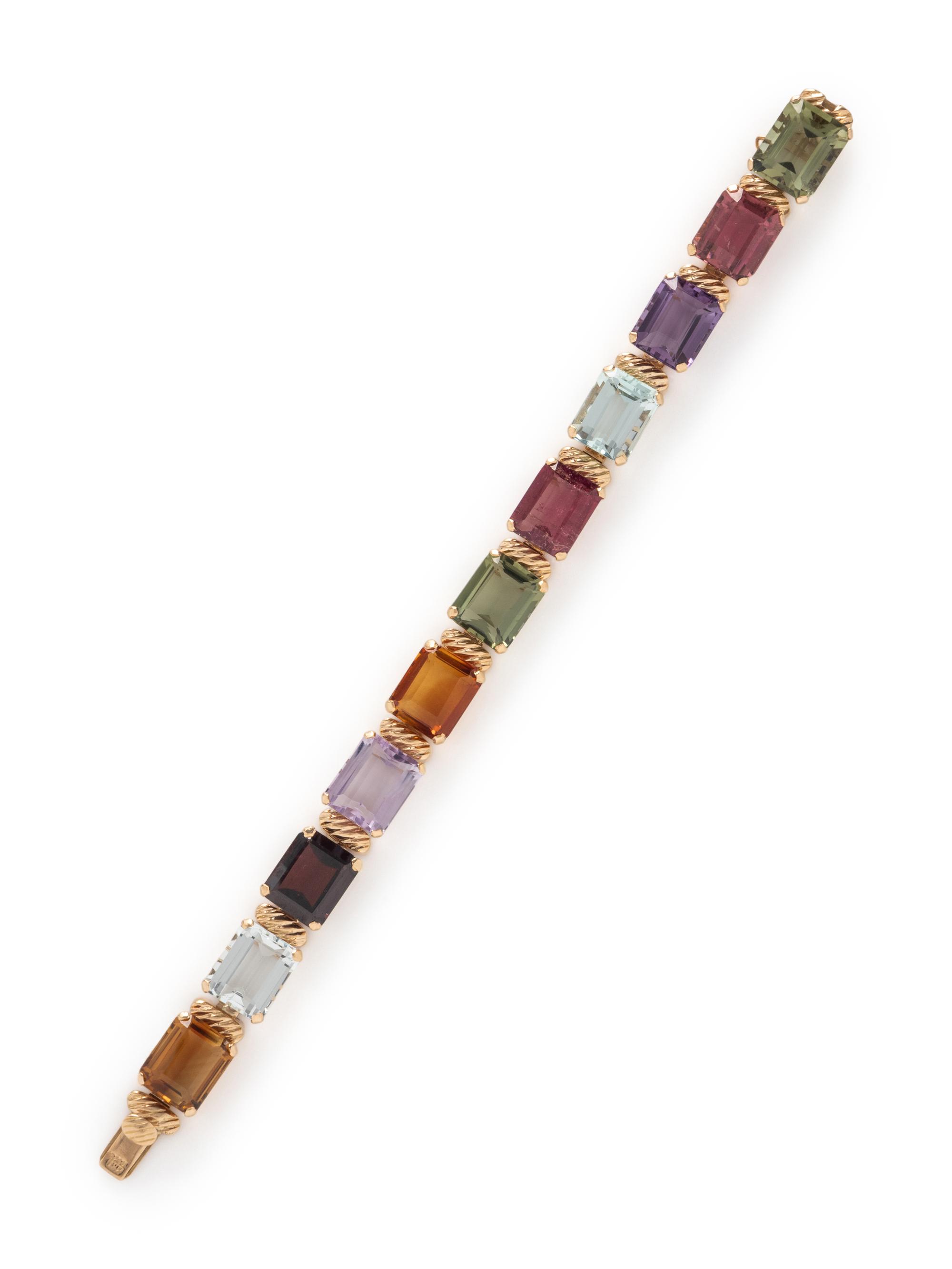YELLOW GOLD AND MULTIGEM BRACELET