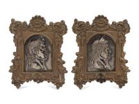 A Pair of Neoclassical Gilt and Silvered Bronze Plaques