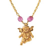 A Hellenistic Gold Eros Pendant — with a modern gold and pink spinel beads chain