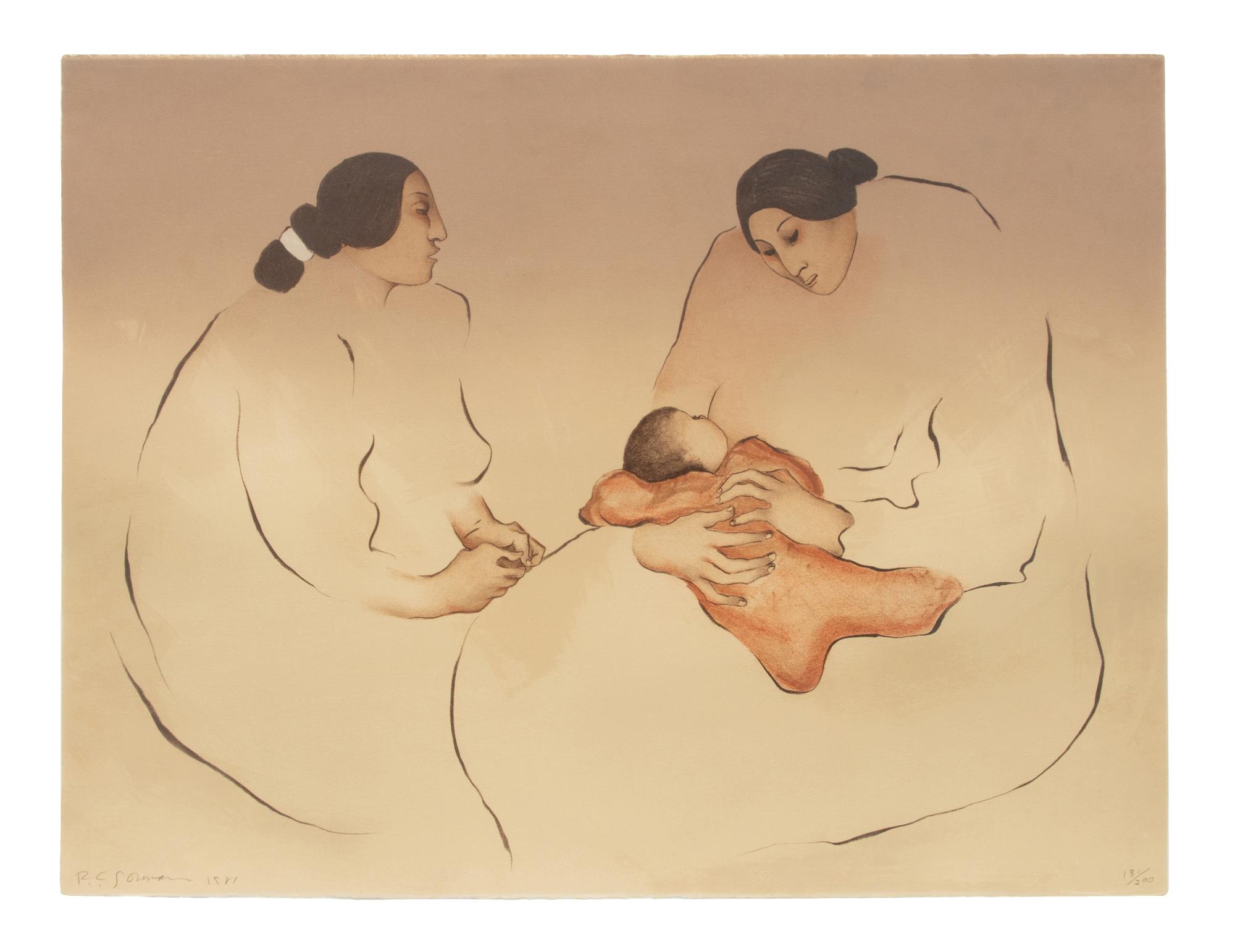 Two Works: Two Maidens, edition 34/100, Two Women and a Baby edition 131/200