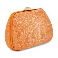 Christian Dior, Orange Shagreen Clutch/Shoulder Bag