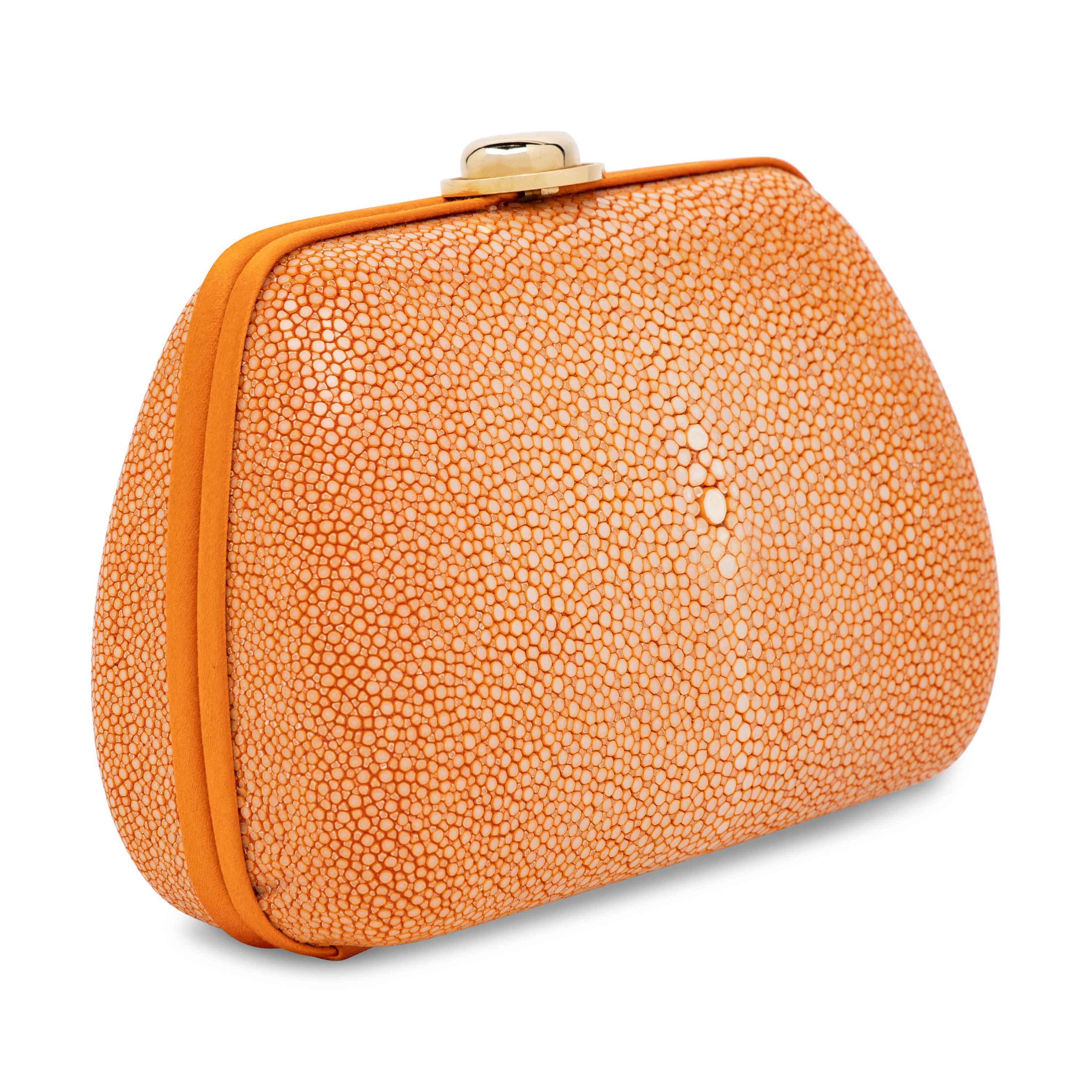 Christian Dior, Orange Shagreen Clutch/Shoulder Bag
