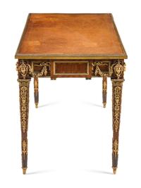 A French Gilt Bronze and Jasperware Mounted Kingwood and Parquetry Writing Table