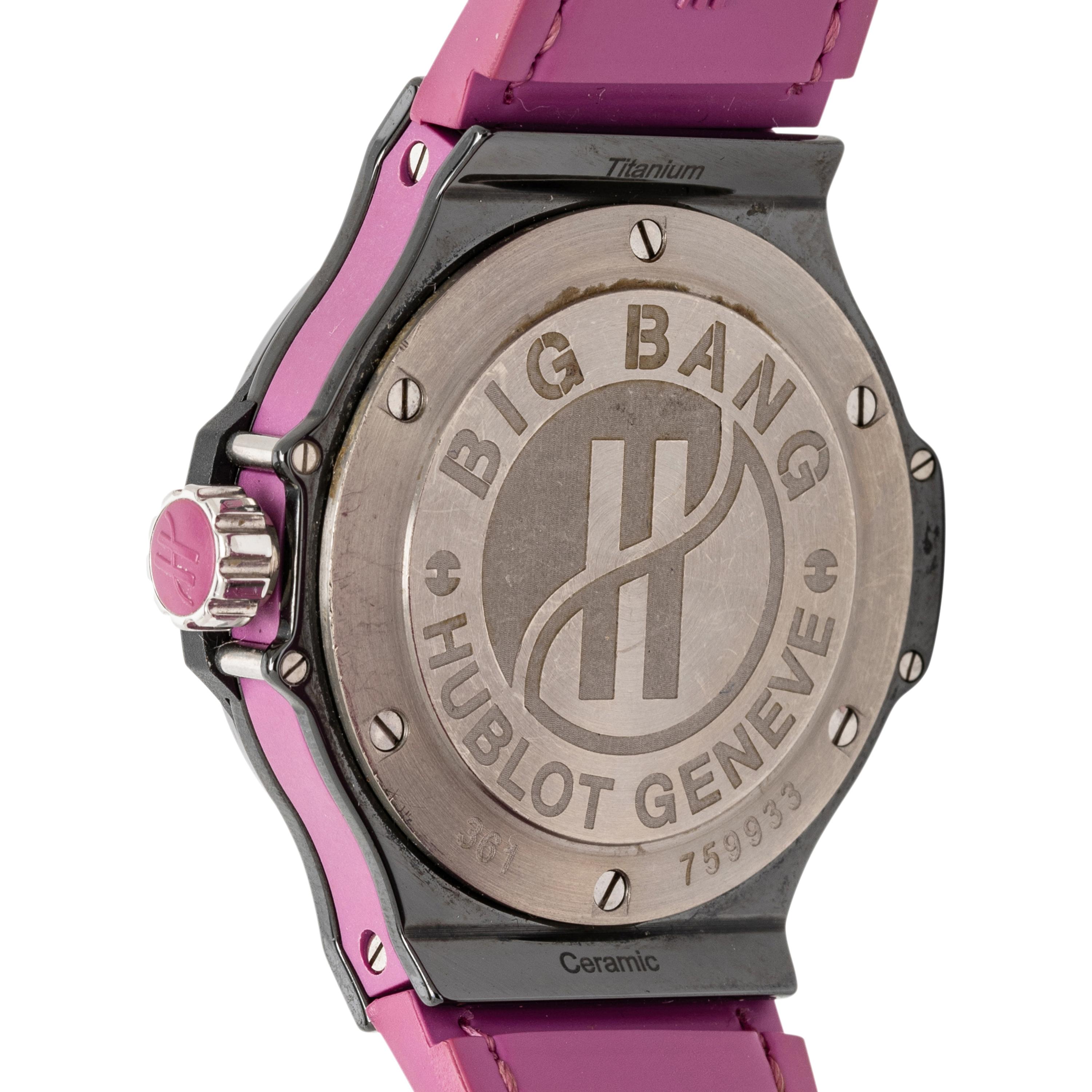 HUBLOT, 'BIG BANG TUTTI FRUTTI' CERAMIC WATCH WITH PINK SAPPHIRE BEZEL