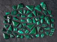 Group of Loose Malachite Cabochons and Stones