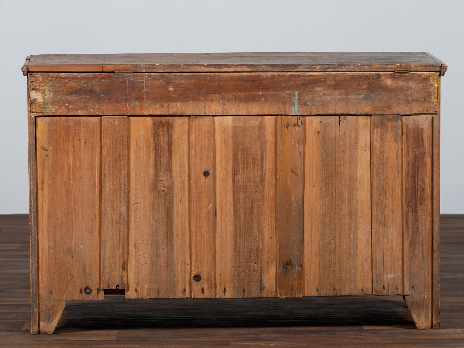 A Country Chrome and Grain Paint Decorated Dry Sink