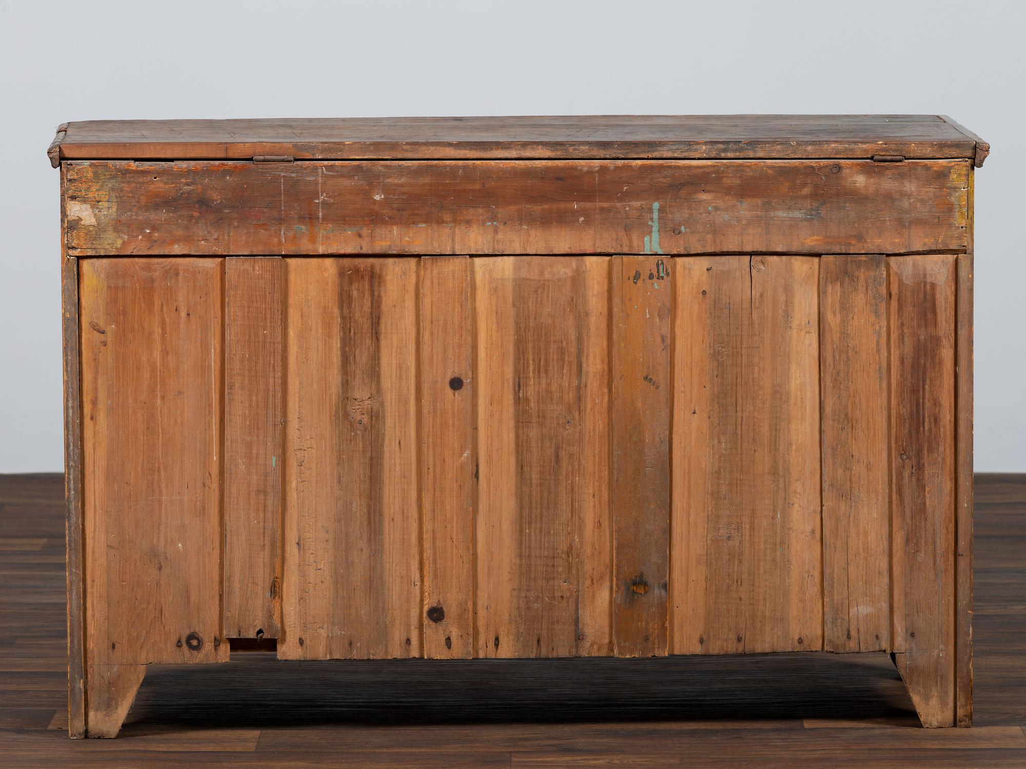 A Country Chrome and Grain Paint Decorated Dry Sink