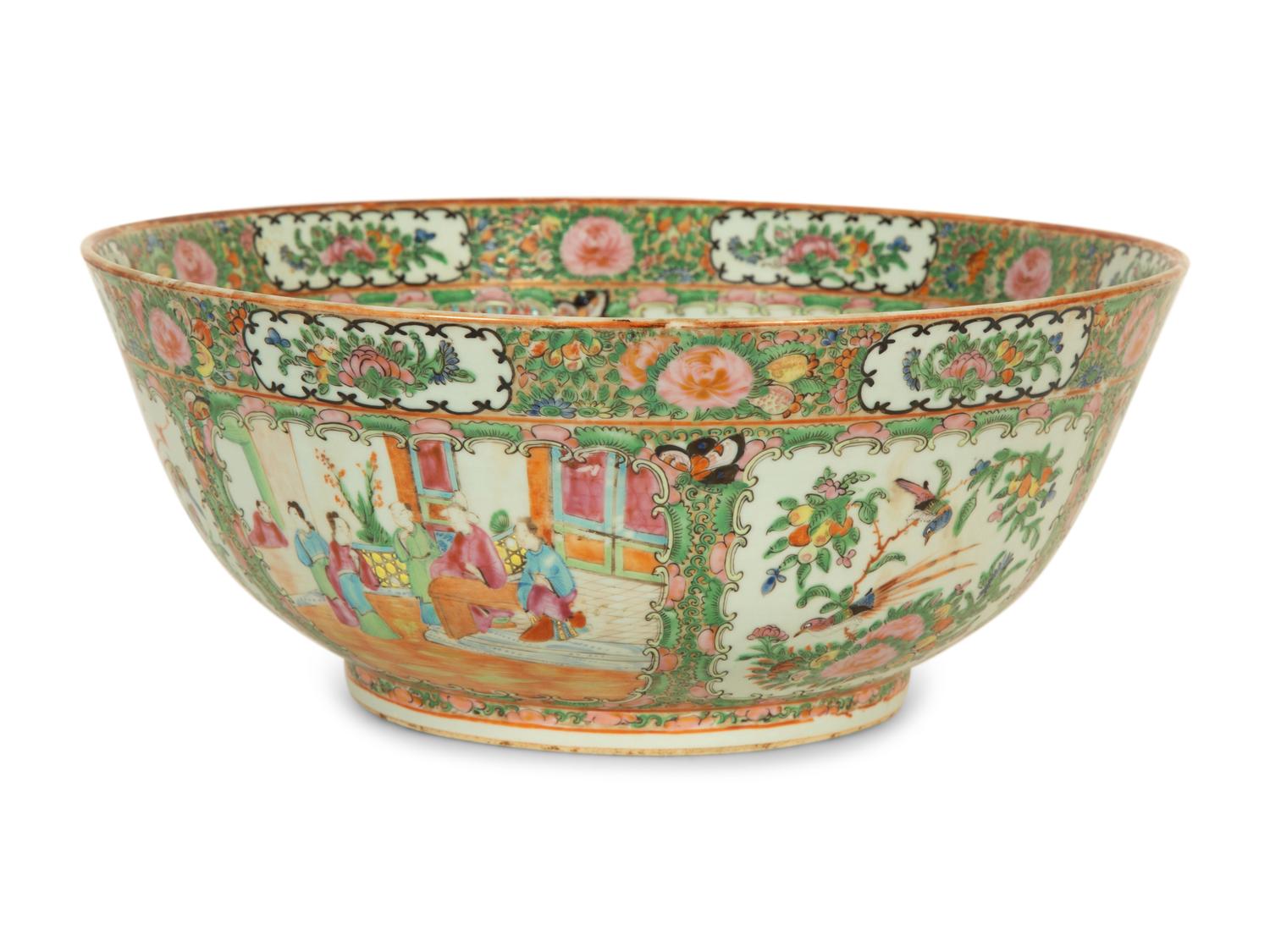A Chinese Rose Medallion Porcelain Punch Bowl