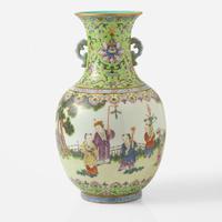 A Chinese famille rose-decorated "Boys" vase 粉彩嬰戲瓶