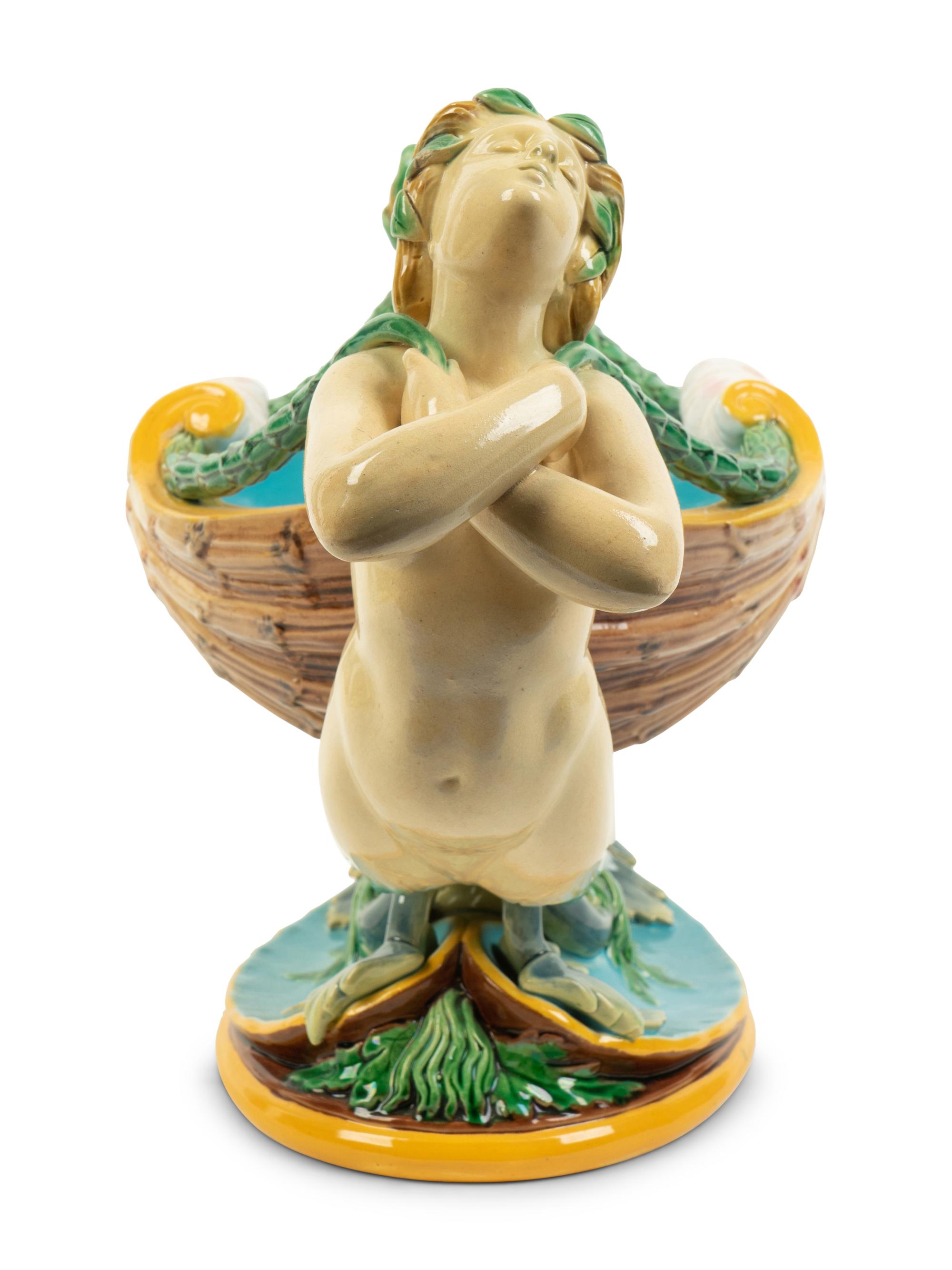 A Minton Majolica Figural Centerpiece — 19TH CENTURY