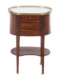 A Louis XVI Style Mahogany Marble-Top Side Table