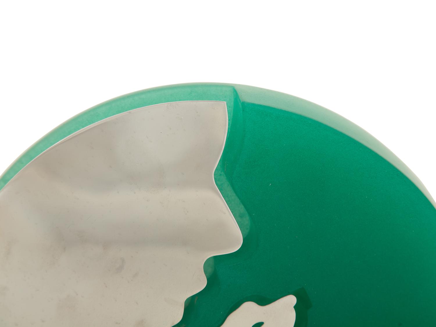 A Daum Pâte de Verre Bust of a Woman and a Daum Ombre Verte Pâte de Verre and Chrome Relief Sculpture