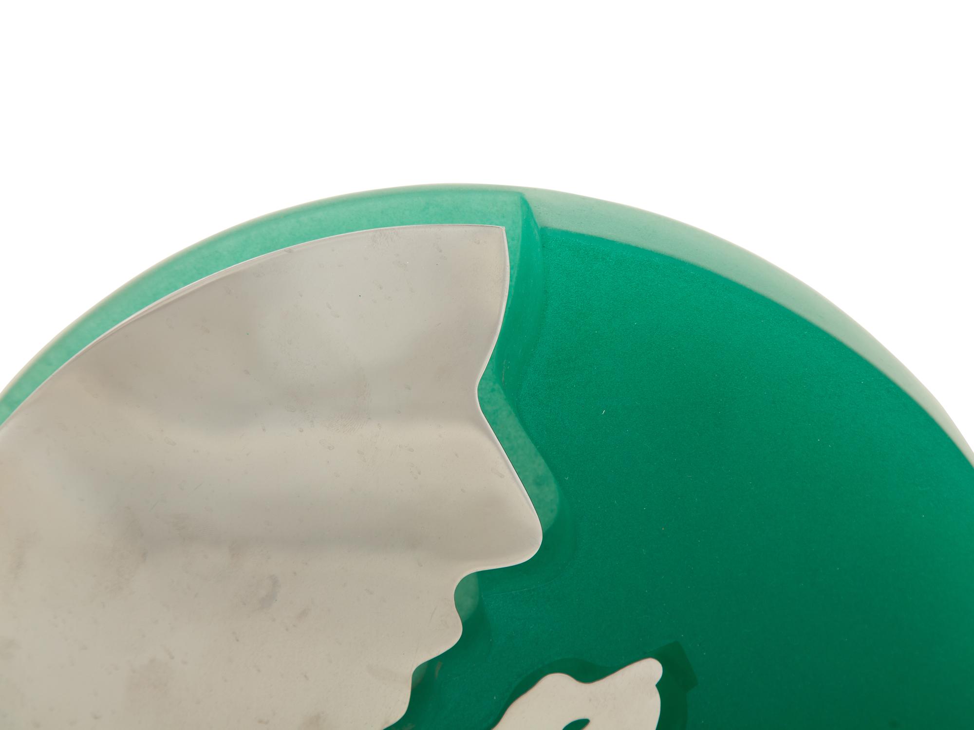A Daum Pâte de Verre Bust of a Woman and a Daum Ombre Verte Pâte de Verre and Chrome Relief Sculpture