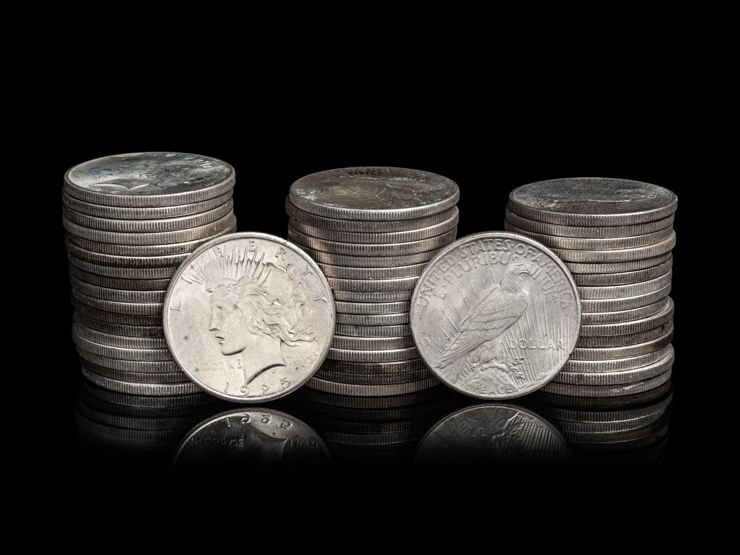Fifty 1925 Peace $1 Coins