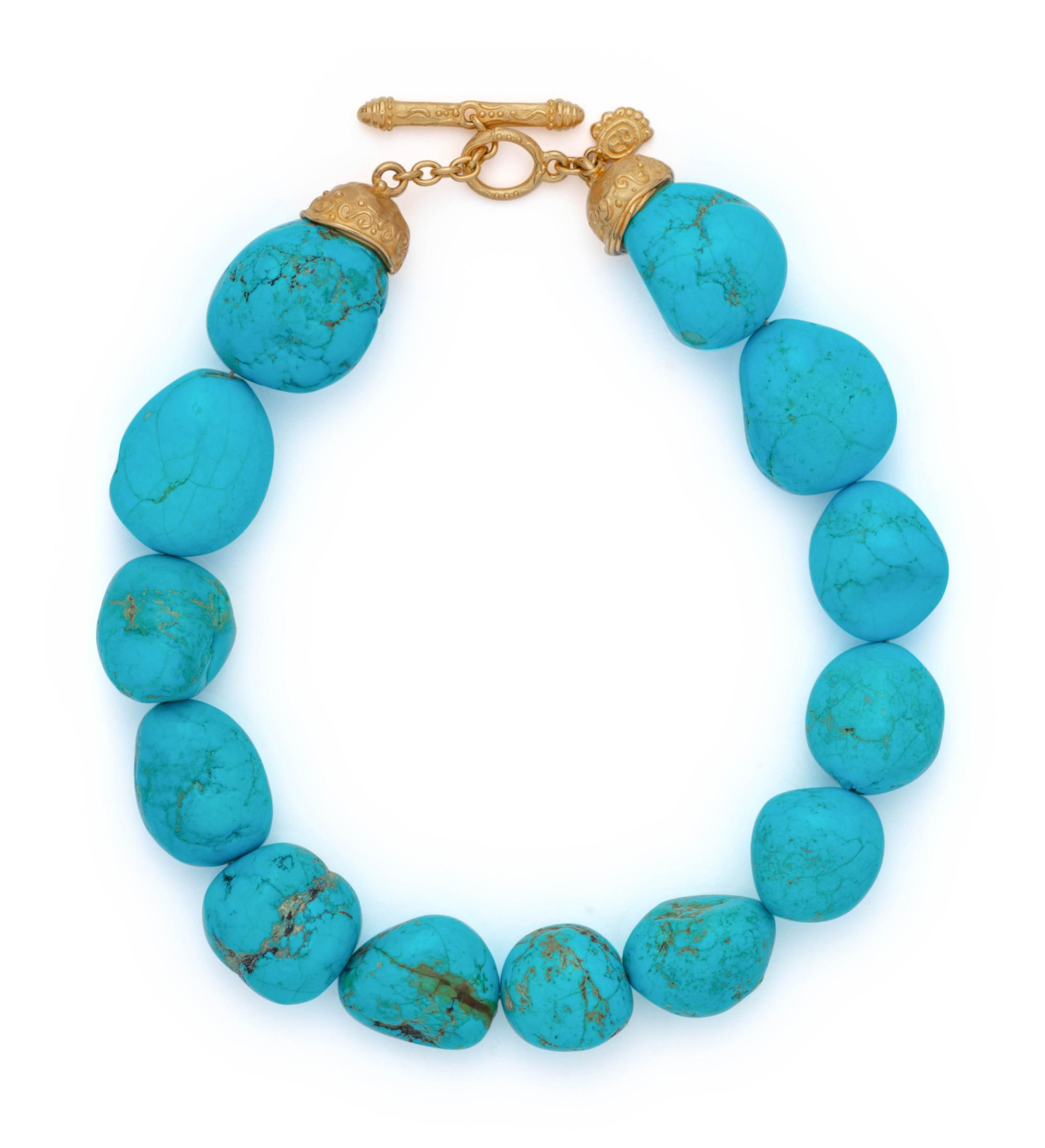 DENISE ROBERGE, HIGH KARAT YELLOW GOLD AND TURQUOISE NECKLACE