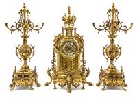 A French Gilt Brass Clock Garniture Height of clock 22 1/2 inches. — MOVEMENT BY JAPY FRERES, 19TH/20TH CENTURY