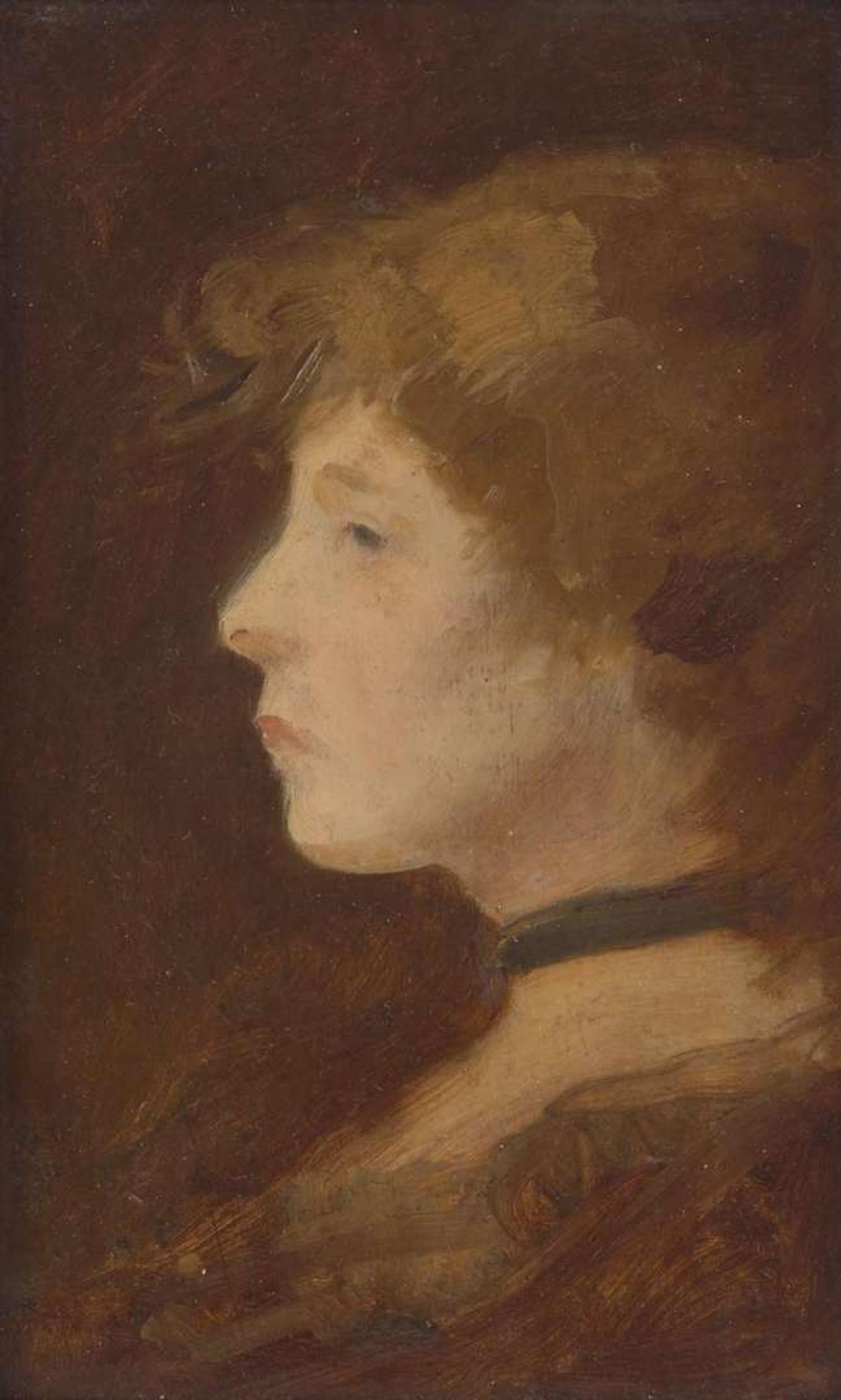 Charles Sprague Pearce (American, 1851–1914) - Woman in Profile Profile Oil