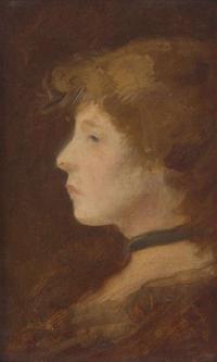 Charles Sprague Pearce (American, 1851–1914) - Woman in Profile Profile Oil