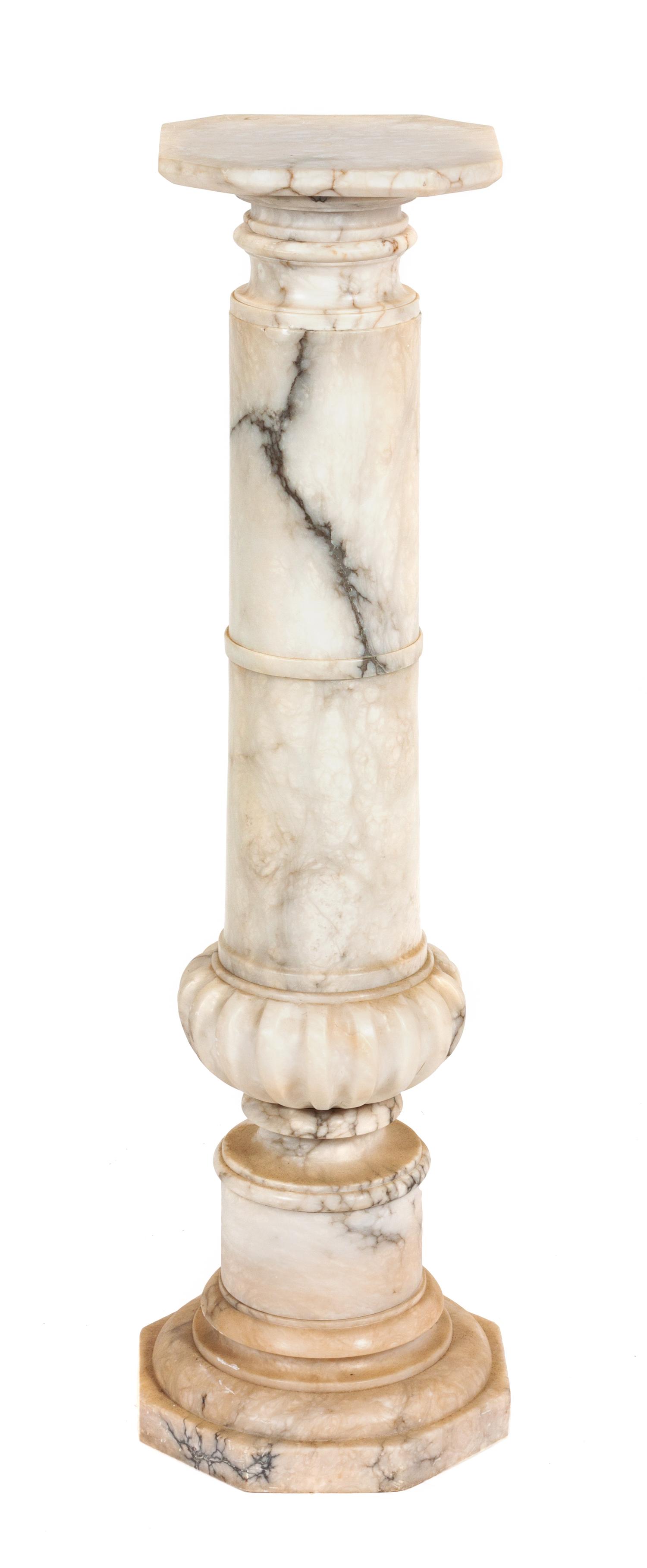 A Continental White Marble Pedestal Height 42 1/2 inches.
